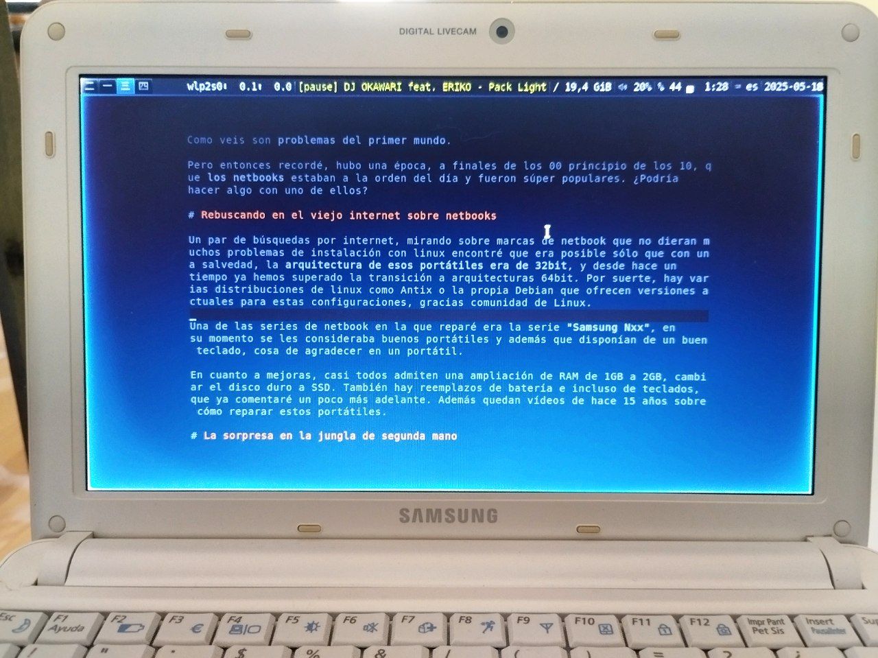 Post escribiéndose con el editor VIM