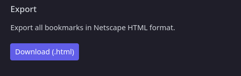 Exportación en el formato HTML Netscape de tus marcadores