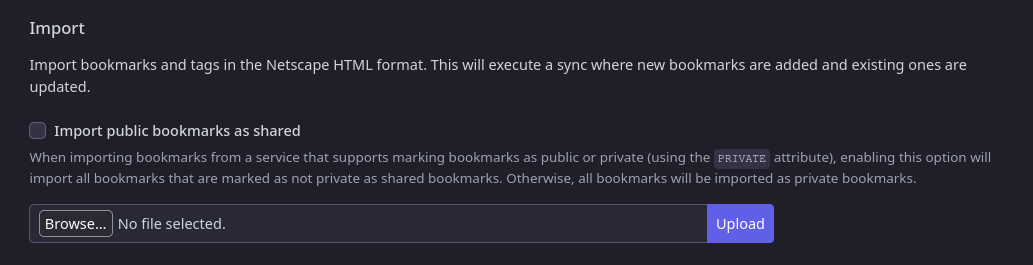 Importación desde settings