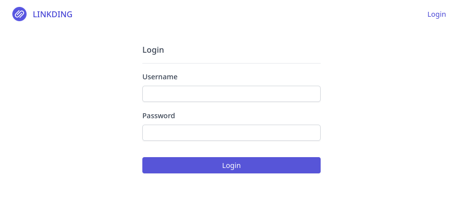 Pantalla de login de Linkding