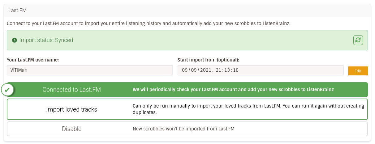 Conexión con Last.fm para recuperar las escuchas