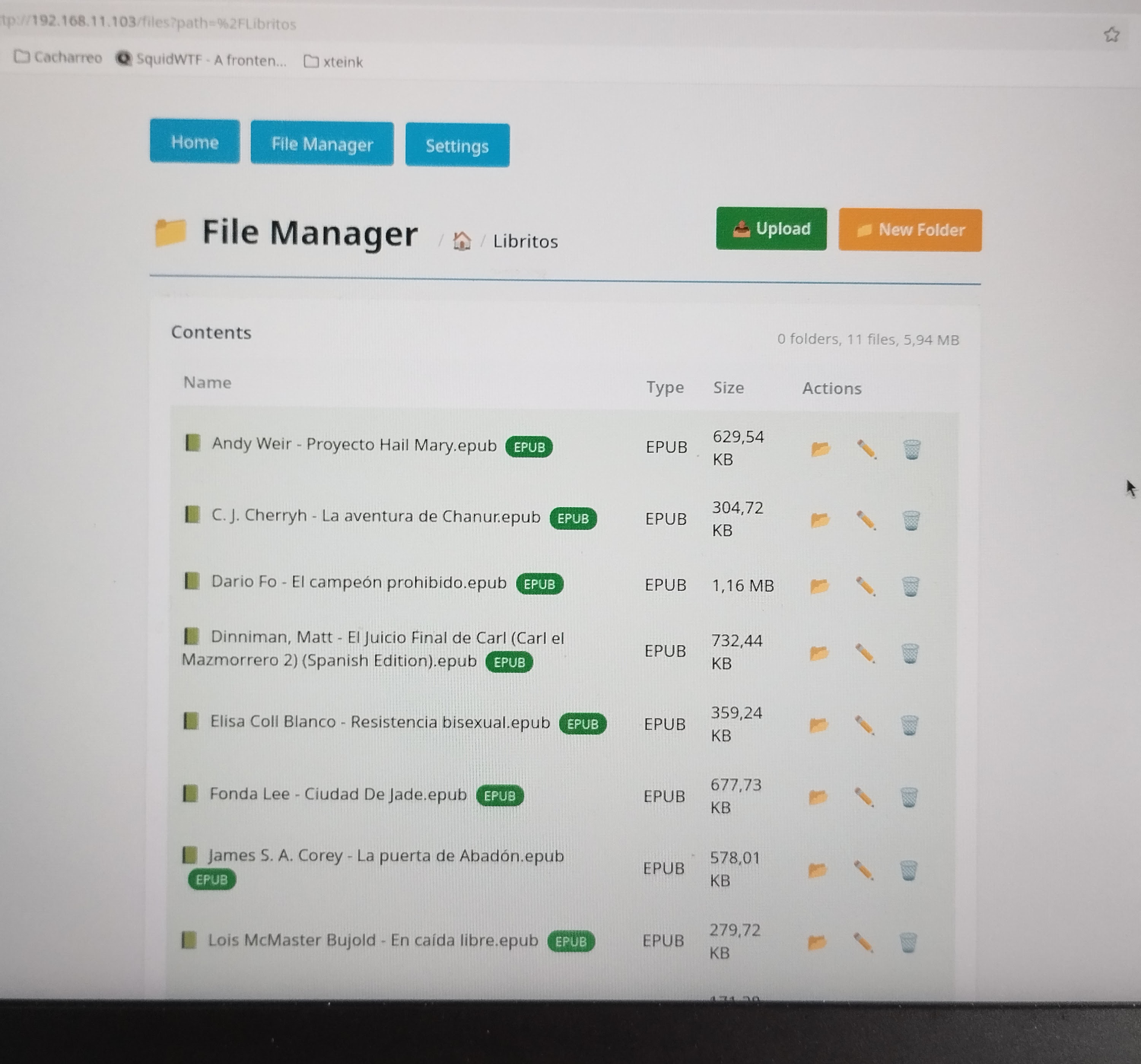 Navegador de archivos de Xteink desde un PC